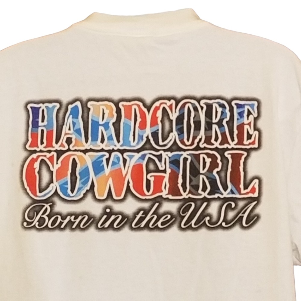 Vintage 90s T-shirt Womens M Hard Core Cowgirl Born In The USA Tultex Tag